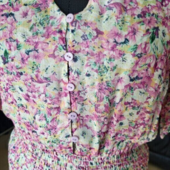 Esqualo Pink Floral Chiffon Dress NWT Sz 4 - Picture 3 of 15